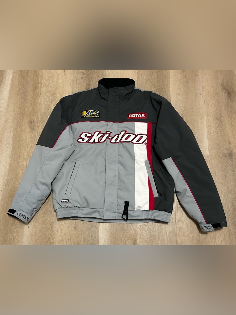 Ski-Doo Men's Grey Insulated Ski & Snowboard Jacket with Red Accent